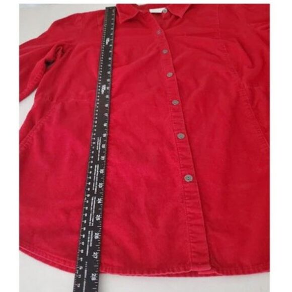 J Jill Red Corduroy Shacket Jacket Top Side Pockets Button-Up Sz LP Layer Cozy - Picture 6 of 9